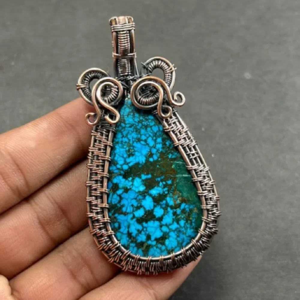 Turquoise #2 Handmade Copper Wire Wrapped Pendant Necklace